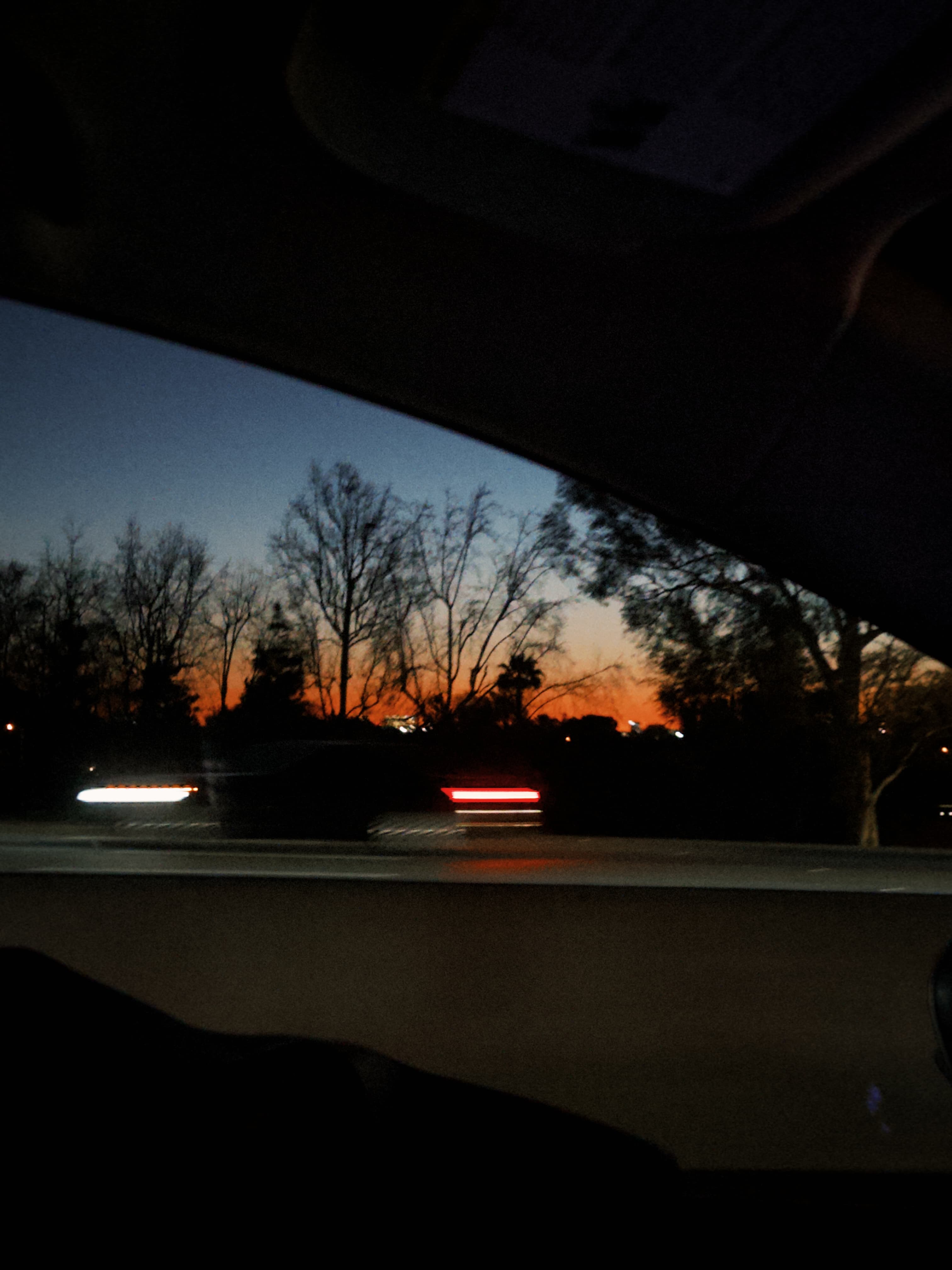 Evening sunset next to the highway